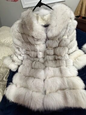 Luxurious Ivory Fur Hooded Coat - Women's Jacket